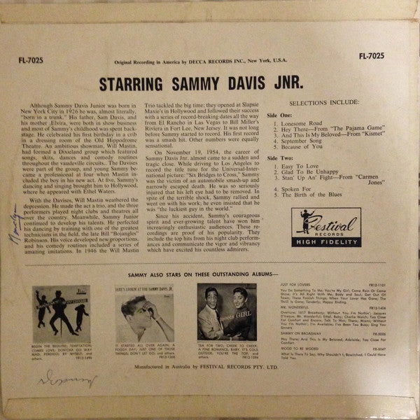 Sammy Davis Jr. : Starring Sammy Davis Jr. (LP, Album, RE)