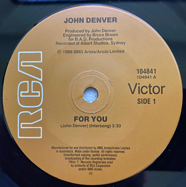 John Denver : For You (7&quot;, Single)