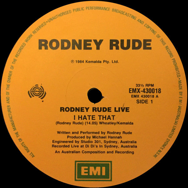 Rodney Rude : Live (LP, Album, Tan)