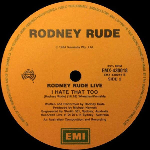 Rodney Rude : Live (LP, Album, Tan)