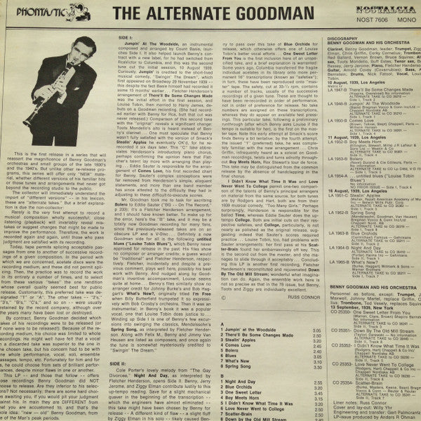 Benny Goodman And His Orchestra : The Alternate Goodman - Vol. I (LP, Comp, Mono)