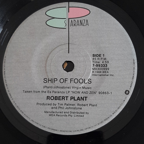 Robert Plant : Ship Of Fools (7")