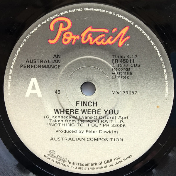 Finch (6) : Where Were You (7")