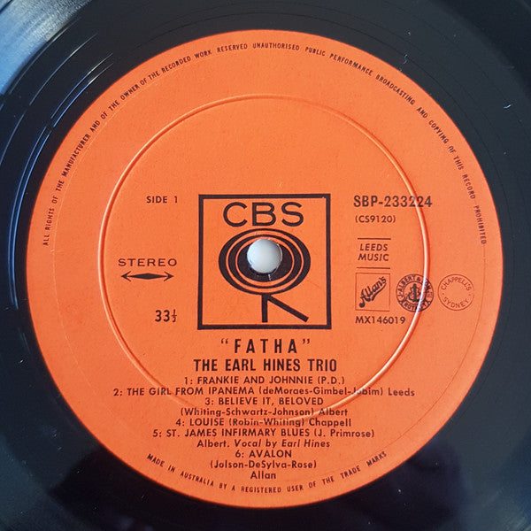 The Earl Hines Trio : Fatha (LP, Album)