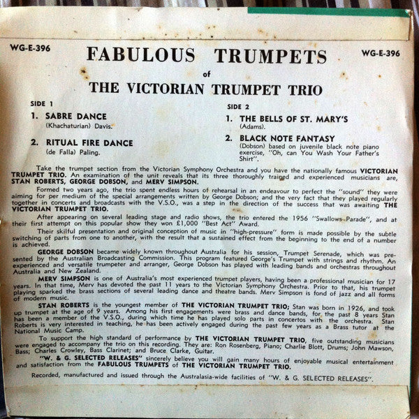 The Victorian Trumpet Trio : Fabulous Trumpets (7", EP, Rem)