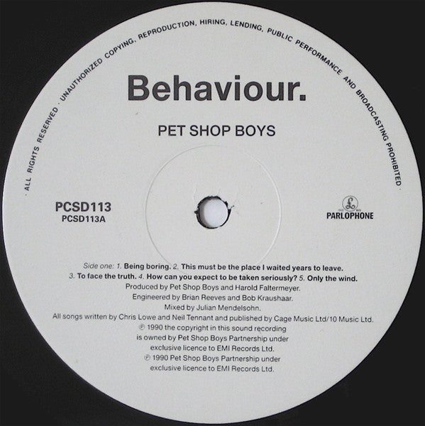 Pet Shop Boys : Behaviour (LP, Album)