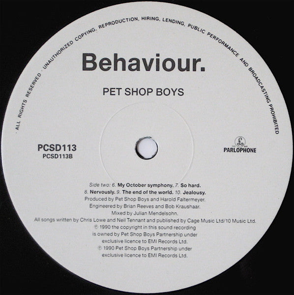 Pet Shop Boys : Behaviour (LP, Album)