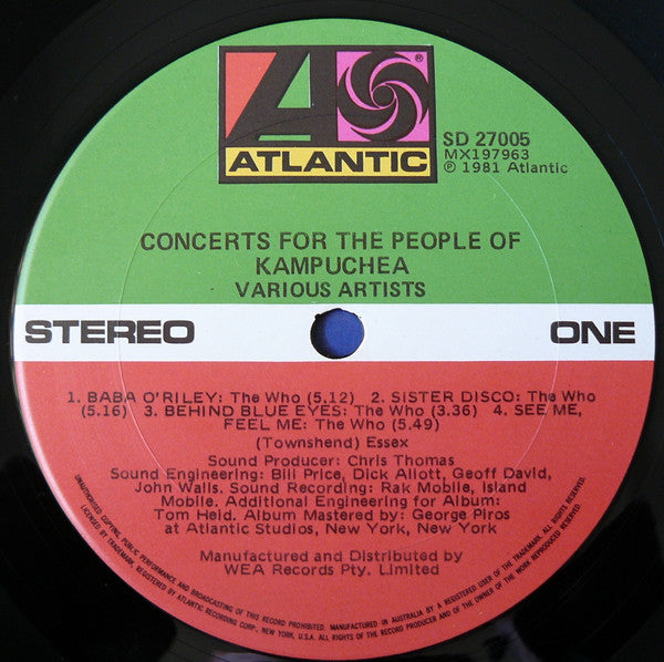 Various : Concerts For The People Of Kampuchea (2xLP, Album)