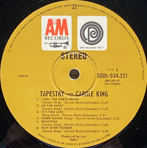 Carole King : Tapestry (LP, Album, Gat)