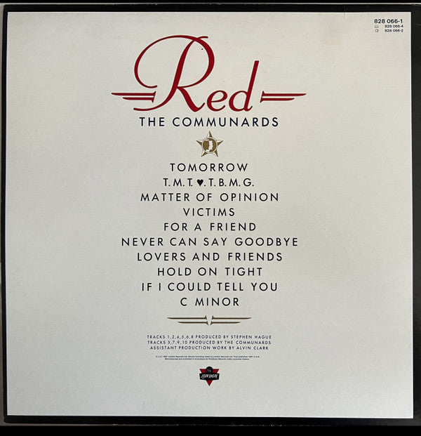 The Communards : Red (LP, Album)