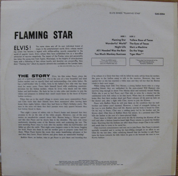 Elvis Presley : Elvis Sings "Flaming Star" (LP, Album, RP, Blu)