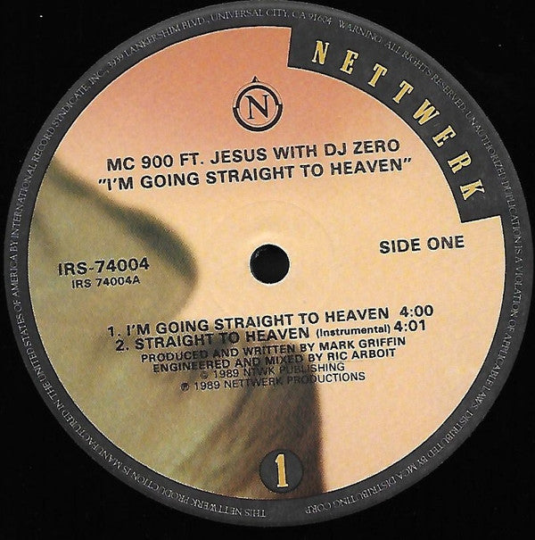 MC 900 Ft Jesus With DJ Zero : I'm Going Straight To Heaven (12", Single, Glo)