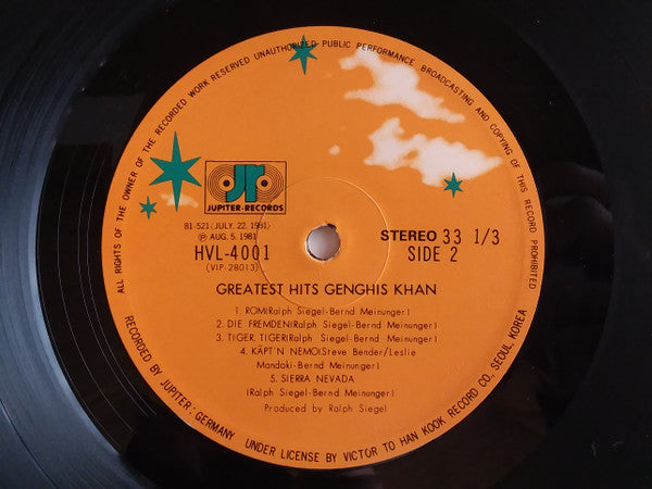 Genghis Khan* : Greatest Hits (LP, Comp)