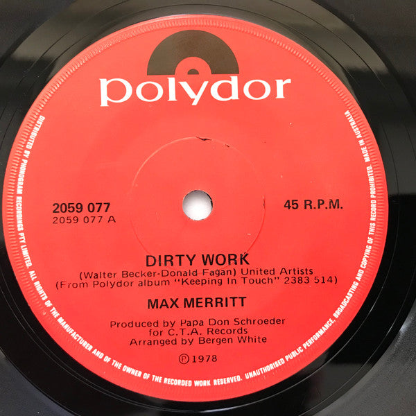 Max Merritt : Dirty Work (7", Single)