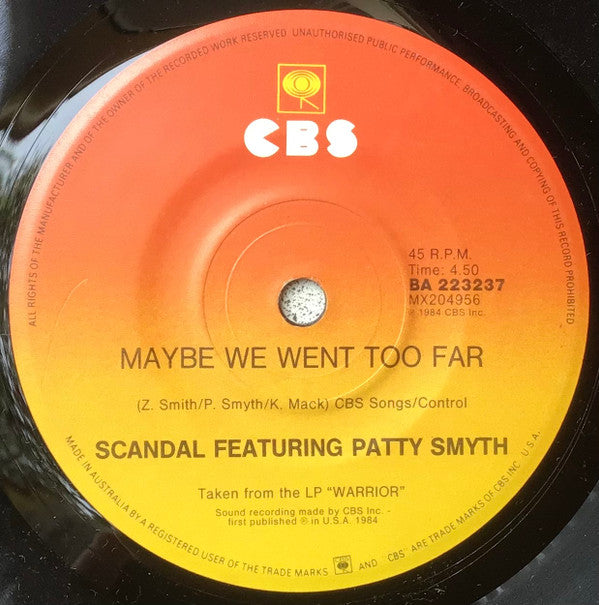 Scandal (4) Featuring Patty Smyth : Hands Tied (7", Single)