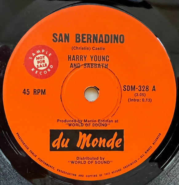 Harry Young And Sabbath : San Bernadino (7")