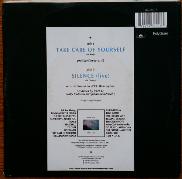 Level 42 : Take Care Of Yourself (7", Single)