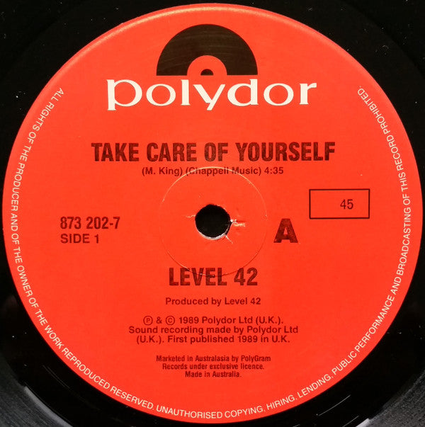 Level 42 : Take Care Of Yourself (7", Single)