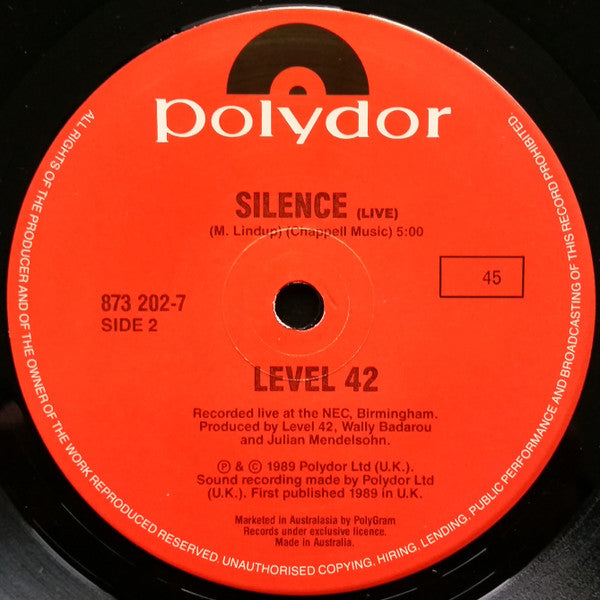 Level 42 : Take Care Of Yourself (7", Single)