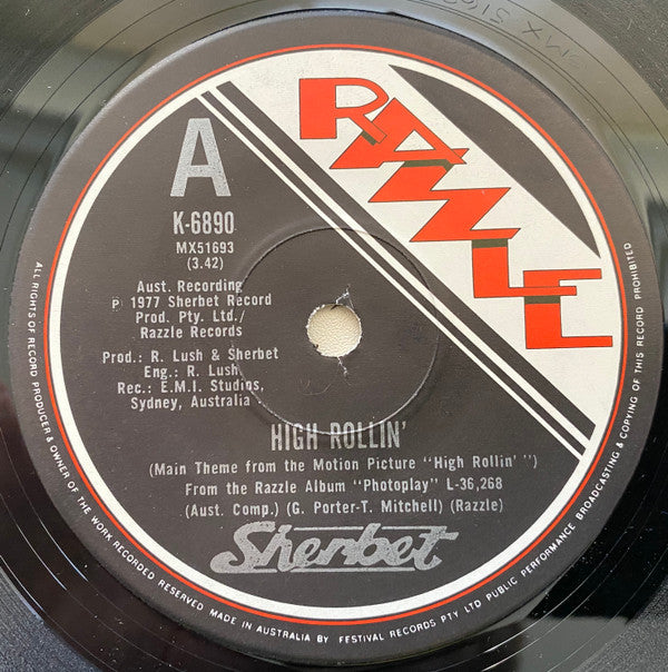 Sherbet : High Rollin' (7", Single)