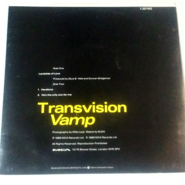 Transvision Vamp : Landslide Of Love (7", Single)