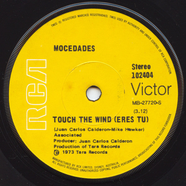 Mocedades : Eres Tu (Touch The Wind) / Touch The Wind (Eres Tu) (7", Single)