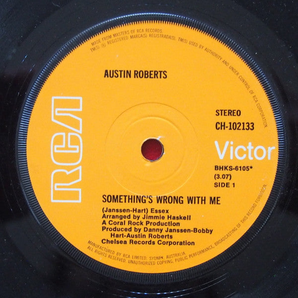 Austin Roberts : Something's Wrong With Me / My Song (7", Single)