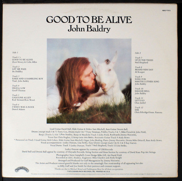 Long John Baldry : Good To Be Alive (LP, Album, PRC)