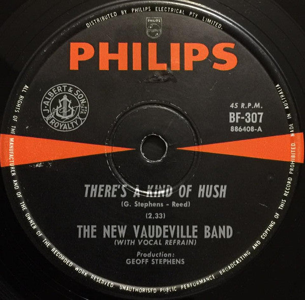 The New Vaudeville Band : There&#39;s A Kind Of Hush (7&quot;, Single)