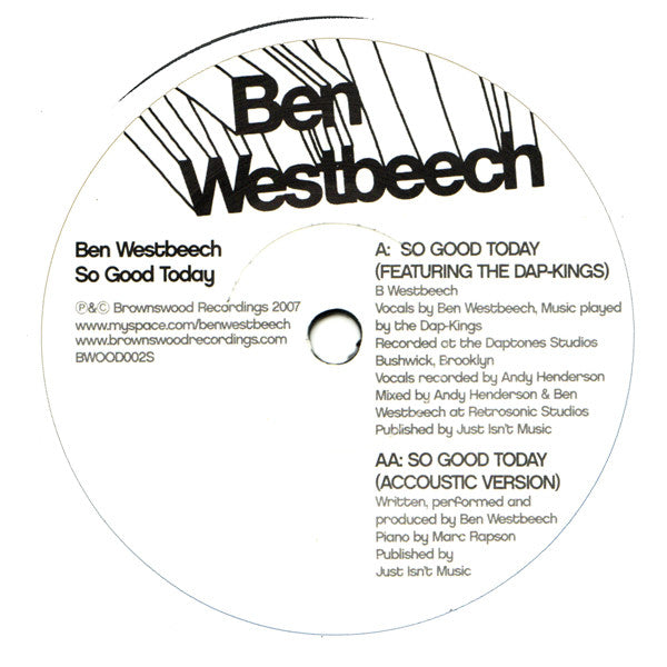 Ben Westbeech : So Good Today (7", Single)