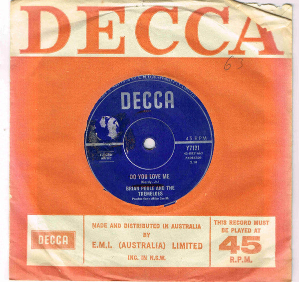 Brian Poole & The Tremeloes : Do You Love Me (7", Single)