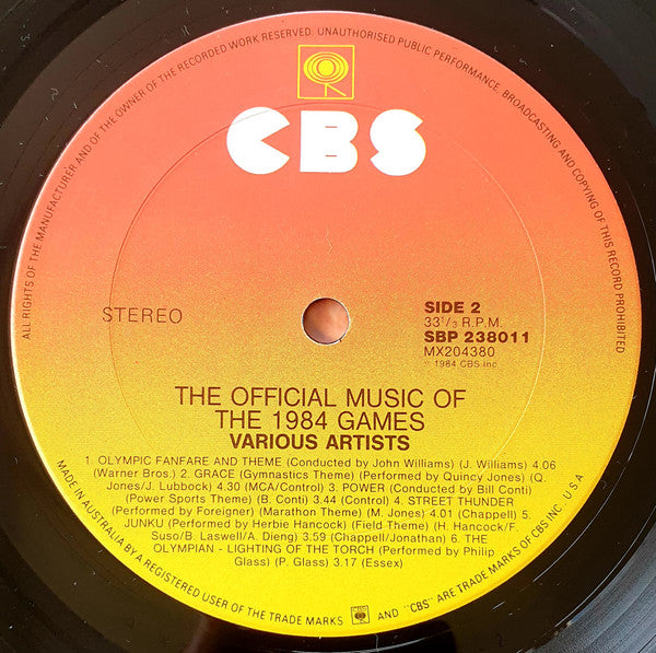 Various : The Official Music Of The 1984 Games (LP, Album, Comp)