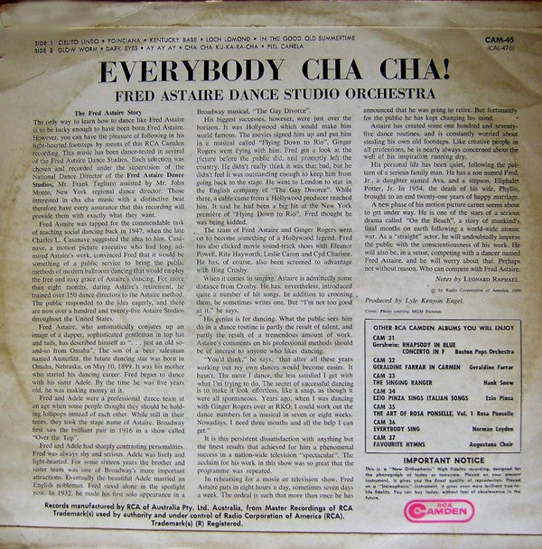 Fred Astaire Dance Studio Orchestra : Everybody Cha Cha! (LP, Album)