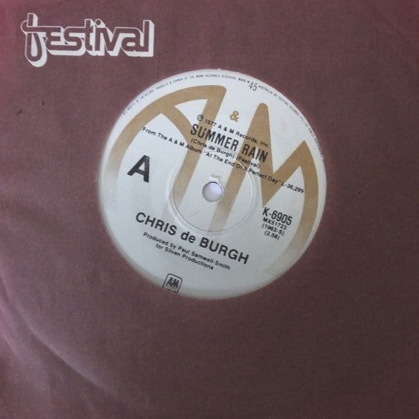 Chris de Burgh : Summer Rain (7", Single)