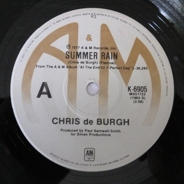 Chris de Burgh : Summer Rain (7", Single)