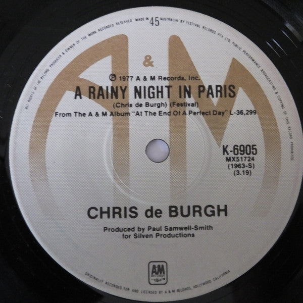Chris de Burgh : Summer Rain (7", Single)