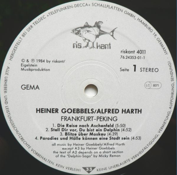 Heiner Goebbels / Alfred Harth : Frankfurt - Peking (LP)