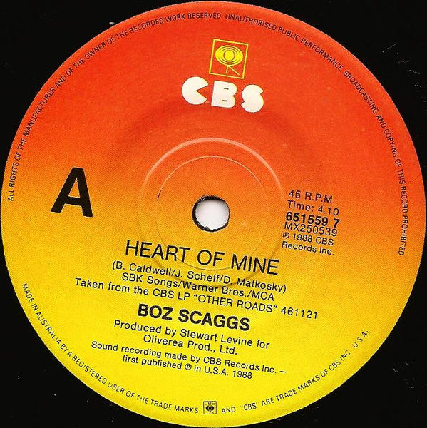 Boz Scaggs : Heart Of Mine (7", Single)