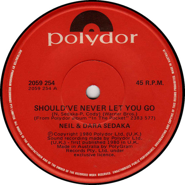Neil Sedaka And Dara Sedaka : Should've Never Let You Go (7", Single)