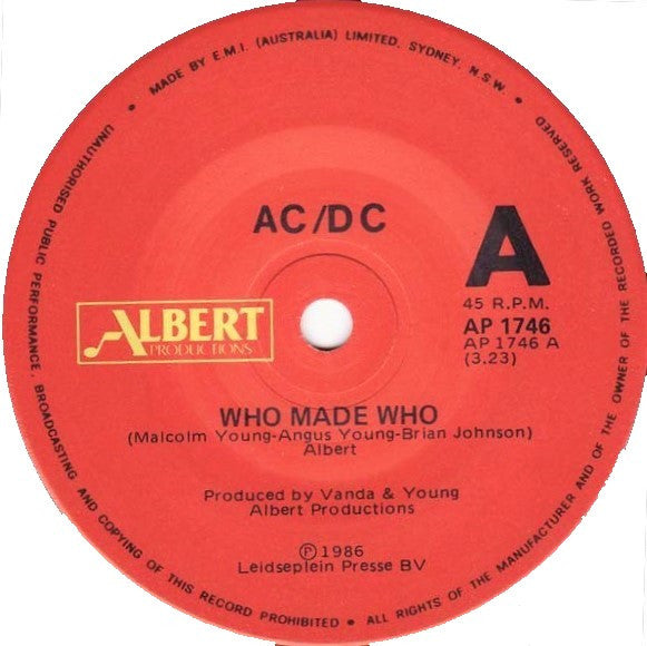 AC/DC : Who Made Who (7", Single)