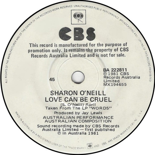 Sharon O'Neill : Waiting For You (7", Single, Promo)