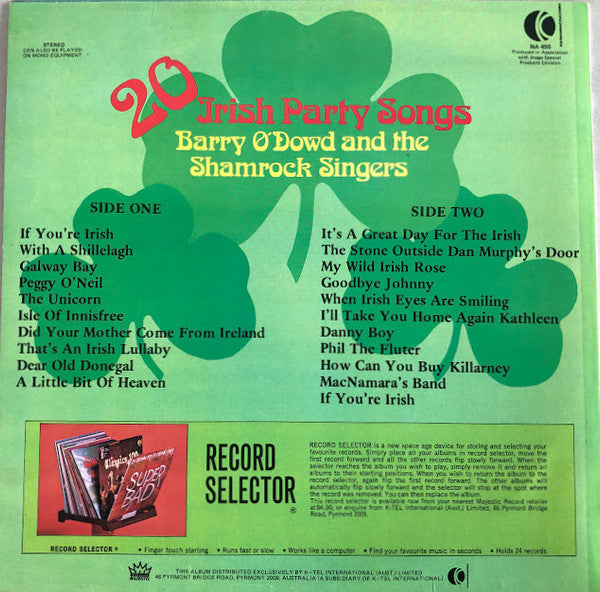 Barry O'Dowd & The Shamrock Singers : 20 Irish Party Songs (LP, Album)