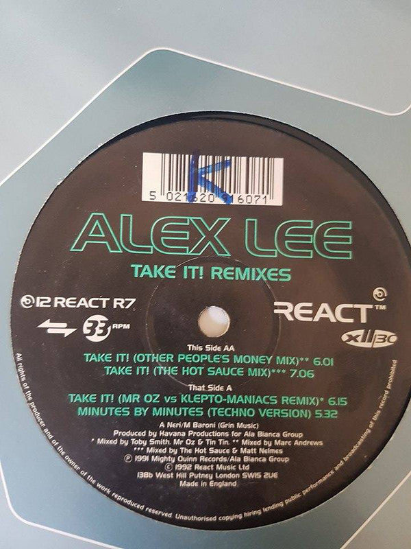 Alex Lee : Take It! (Remixes) (12", Single)