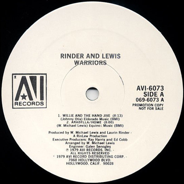 Rinder & Lewis : Warriors (LP, Album, Promo)