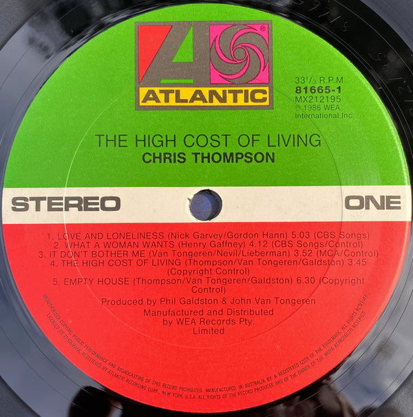 Chris Thompson : High Cost Of Living (LP, Album)