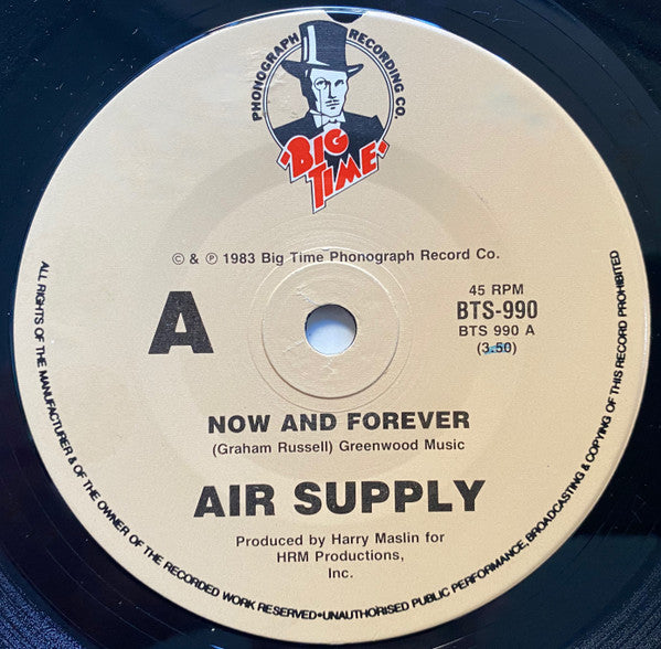 Air Supply : Now And Forever (7", Single)