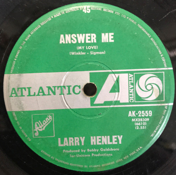 Larry Henley : Answer Me (My Love) (7", Single)