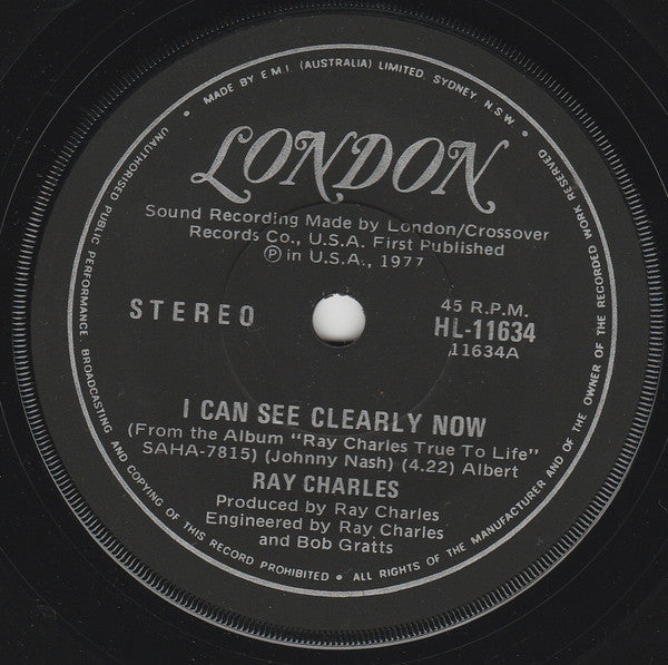 Ray Charles : I Can See Clearly Now (7&quot;, Single)