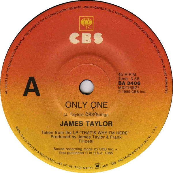 James Taylor (2) : Only One / Mona (7", Single)