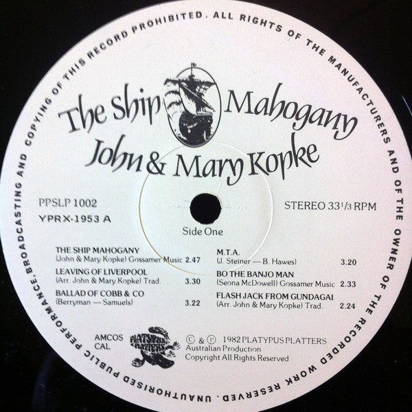 John & Mary Kopke : The Ship Mahogany (LP, Album)